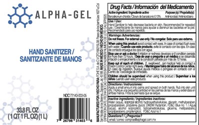 Etiqueta Alpha Gel 1L FDA.jpg Alpha Gel. 1L - Etiqueta Alpha Gel 1L FDA
